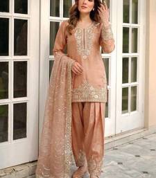 Pure nc moss silk blend embroidered top  farshi palazzo & dupatta set
