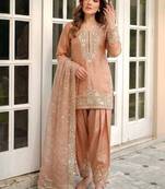 Pure nc moss silk blend embroidered top  farshi palazzo & dupatta set