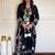 Blue satin rayon embroidered long kaftan  bottom & dupatta set