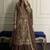Brown faux georgette embroidered top  crushed palazzo & dupatta set