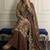 Brown faux georgette embroidered top  crushed palazzo & dupatta set