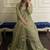 Olive green faux georgette embroidered top  crushed palazzo & dupatta set