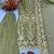 Olive green faux georgette embroidered top  crushed palazzo & dupatta set