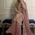 Pink faux georgette embroidered top  crushed palazzo & dupatta set