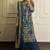 Teal blue faux georgette embroidered top  crushed palazzo & dupatta set