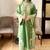 Designer green nylon organza silk blend embroidered top  satin palazzo & dupatta set