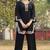 Black schiffli embroidered pure cotton straight pant kurta set