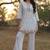 White schiffli embroidered pure cotton straight pant kurta set