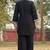 Black schiffli embroidered pure cotton straight pant kurta set