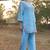 Blue schiffli embroidered pure cotton straight pant kurta set