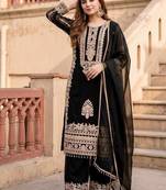 Black Color Embroidery Work  Faux Georgete Salwar Suit