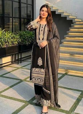 Black Color Embroidery Work  Faux Georgete Salwar Suit 3