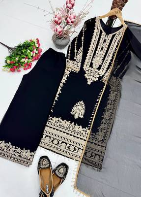 Black Color Embroidery Work  Faux Georgete Salwar Suit 5