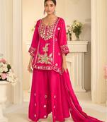 Rani silk blend readymade suit with mirror & sequence work