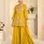 Yellow silk blend readymade suit with mirror & sequence work