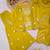 Yellow silk blend readymade suit with mirror & sequence work