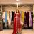Red chinon readymade anarkali suit with embroidery & sequence work