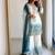 Blue&white georgette readymade suit with embroidery & jarkhan work