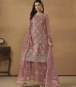 dusty pink premium semi-stitched sharara suit