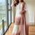 Peach&white georgette readymade suit with embroidery & jarkhan work