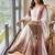 Peach&white georgette readymade suit with embroidery & jarkhan work