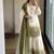 Green&white georgette readymade suit with embroidery & jarkhan work