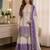 Lavender&white georgette readymade suit with thread embroidery work