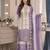 Lavender&white georgette readymade suit with thread embroidery work