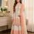 Peach&white georgette readymade suit with thread embroidery work