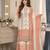 Peach&white georgette readymade suit with thread embroidery work