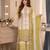 Green&white georgette readymade suit with thread embroidery work