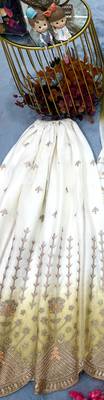 Green&white georgette readymade suit with thread embroidery work 4