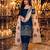 Navy silk blend readymade suit with embroidery & sequence work