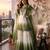 Mehendi&white georgette readymade suit with thread embroidery & cut work