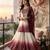 Peach&white georgette readymade suit with thread embroidery & cut work