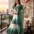Blue&white georgette readymade suit with thread embroidery & cut work