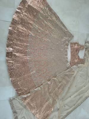 Women's Rose Gold & Silver Sequin Embroidered Lehenga Choli Set with Net Dupatta 4