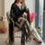Black georgette readymade suit with embroidery & sequence work