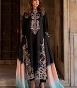 Black rayon readymade suit with embroidery & cut work