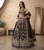 Women's Black Heavy Embroidered Sequins Lehenga Choli Set with Dupatta