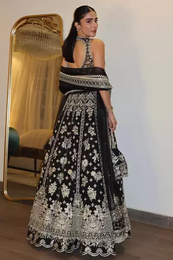 Women's Black Heavy Embroidered Sequins Lehenga Choli Set with Dupatta