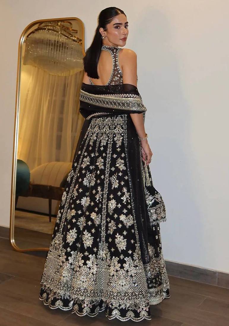 Women's Black Heavy Embroidered Sequins Lehenga Choli Set with Dupatta