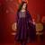 Wine embroidered roman anarkali kurta pant & banarasi jacquard dupatta set