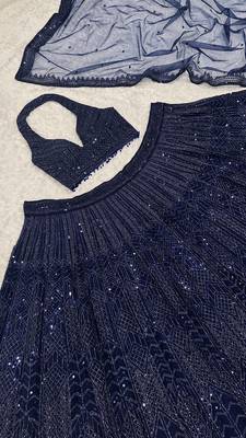 navy blue coloer sequins Dori work Net lehenga Choli Set  4