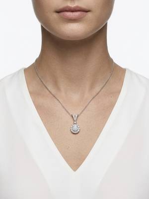 925 Sterling Silver Halo Solitaire CZ Pendant Necklace Set for Women 1