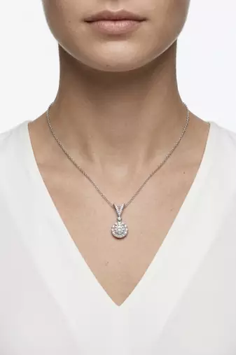 925 Sterling Silver Halo Solitaire CZ Pendant Necklace Set for Women