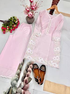 Pink Color Embroidery Work Silk Blend Salwar Suit 4