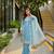 Sky Blue Color Embroidery Work Silk Blend Salwar Suit