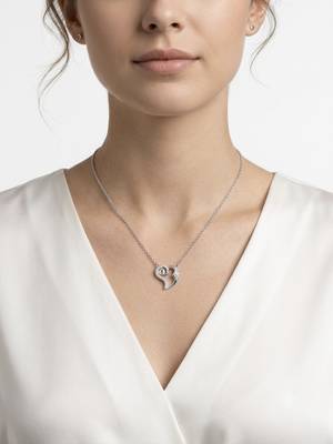 925 Sterling Silver Cubic Zirconia Open Heart  Lock Pendant Necklace Set for Women 1