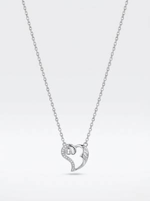 925 Sterling Silver Cubic Zirconia Open Heart  Lock Pendant Necklace Set for Women 2